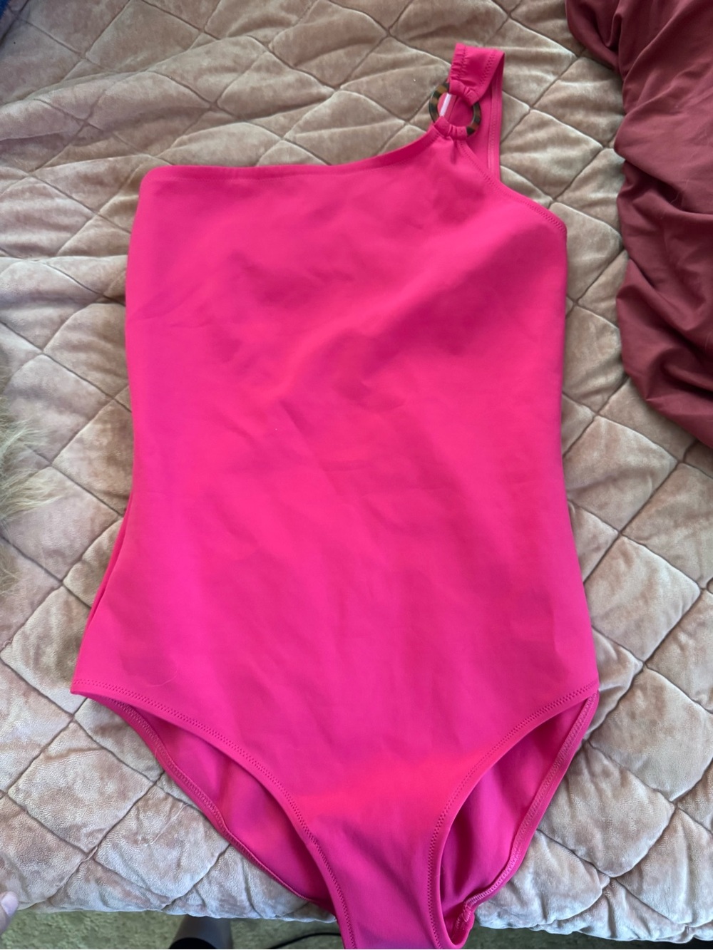 Vilebrequin Women’s One-Shoulder Hot Pink Swimsuit with Ring Detail